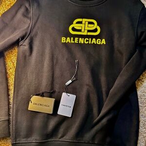 Authenticated Balenciaga SS21 Logo Loose Sweat Round-Neck Long